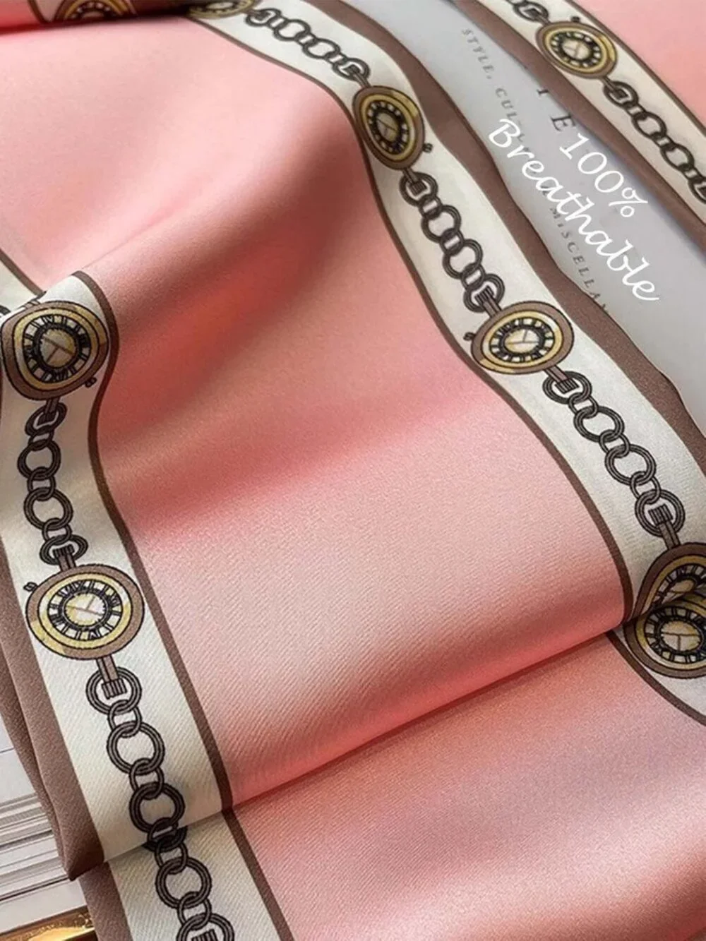 Women's Pink Badge Stylish Satin Headscarf Wrap Lightweight Scarves Scarf